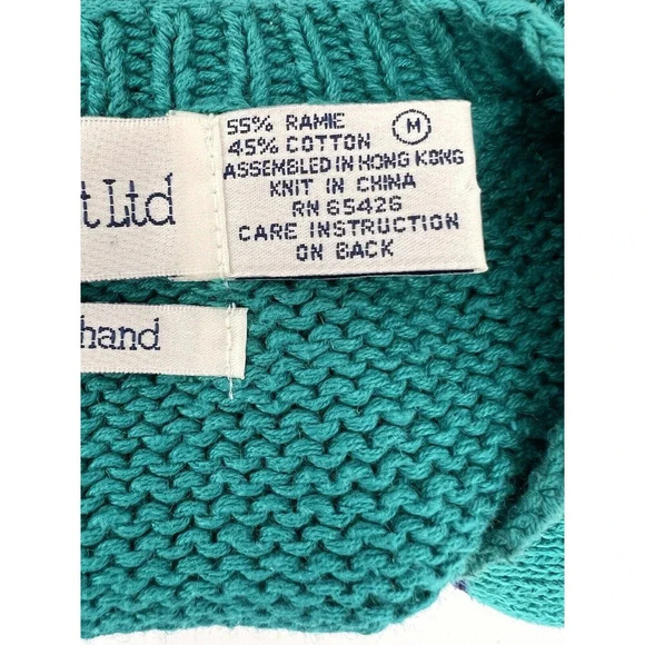 Robert Scott Ltd Women's Pullover Knit Sweater Blue Paisley MEDIUM Hand Knitted - Picture 12 of 15